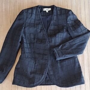 Cameo Classy Navy Textured Structured Tailored Dressy Sparkle Blazer Jacket